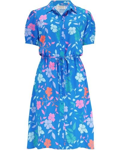 Sugarhill Salma Shirt Dress , Rainbow Floral Vine - Blue