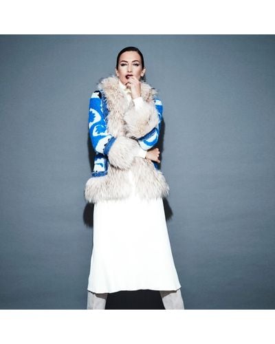 The Extreme Collection Bernardette Short Fur Jacket - Blue