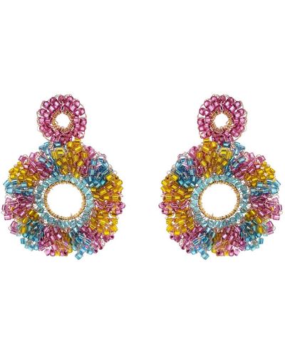 Lavish by Tricia Milaneze Candy Color Mix Marigold Handmade Crochet Earrings - Metallic