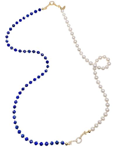 Farra Lapis & Freshwater Pearls Multi-way Necklace - White
