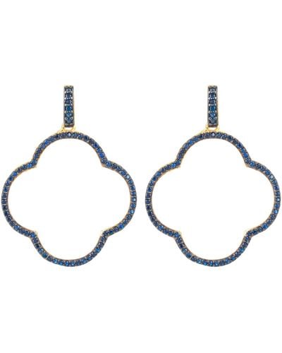 LÁTELITA London Open Clover Large Drop Earrings Gold Sapphire Blue Cz - Metallic