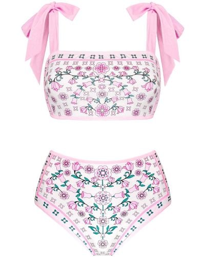 Jessie Zhao New York Pink Blossom Reversible Two-piece Swimsuit - Multicolor