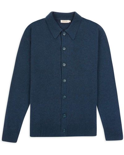 Burrows and Hare Collared Knitted Cardigan - Blue