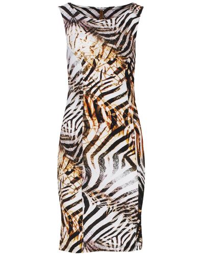 Conquista Animal Print Sleeveless Dress By Fashion - Metallic
