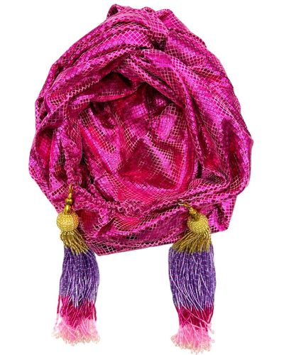 Julia Clancey Magenta Snakeskin Luxe Turban - Purple