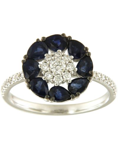 Artisan 18k White Gold With Pear Cut Blue Sapphire & Diamond Cocktail Ring Jewellery