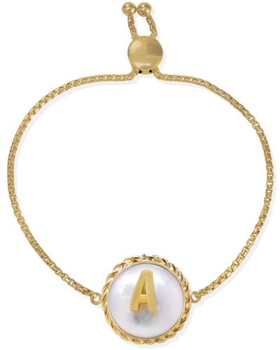 Vintouch Italy Moonglow Gold-plated Initial Pearl Bracelet - Metallic