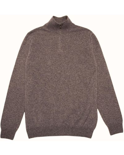 Loop Cashmere S Cashmere Half Zip Sweater In Otter - Gray