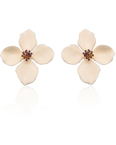 Milou Jewelry Neutrals Cream Clover Flower Earrings - Natural