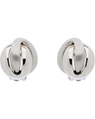 Emma Holland Jewellery Platinum Satin Knot Clip On Earrings - Metallic