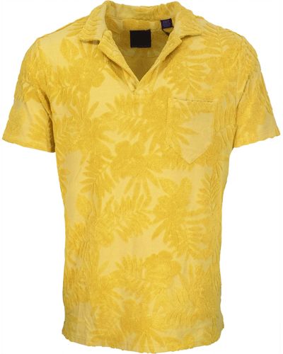 lords of harlech Johnny Farm Floral Towel Polo - Yellow