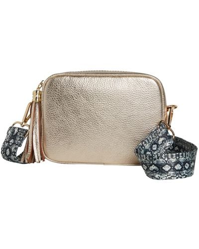 Betsy & Floss Verona Crossbody Tassel Bag With Snake Print Strap - Metallic