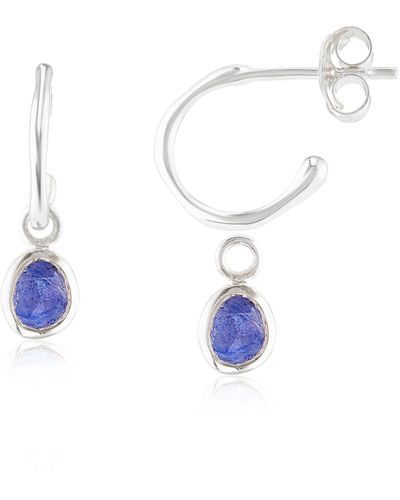 Auree Hampton Sapphire & Silver Interchangeable Gemstone Earrings - Blue