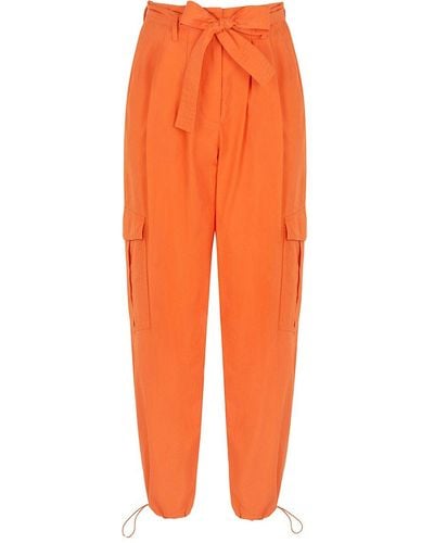 Nocturne Belted Cargo Orange Trousers