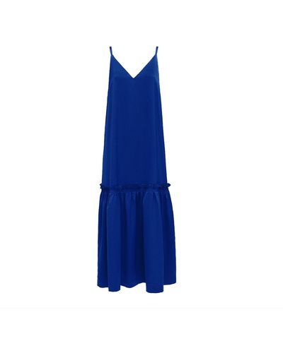 Julia Allert Satin Romantic Long Dress - Blue