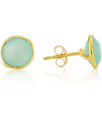Auree Savanne Gold Vermeil & Aqua Chalcedony Stud Earrings - Blue