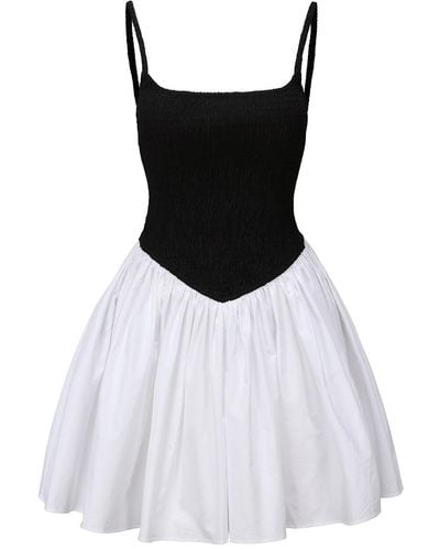 NUAJE NUAJE Bianca Smocked Ballerina Mini Dress In Black And White