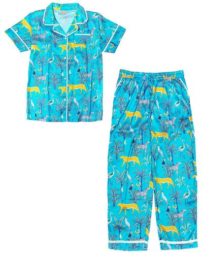Inara Lomami Leopard Pyjama Set - Blue