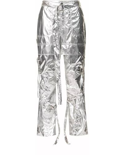 Amy Lynn Y2k Metallic Cargo Trousers - White