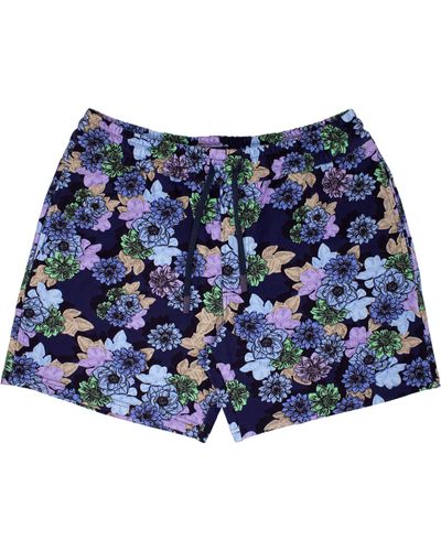 lords of harlech Silus Snap Floral Interlock Shorts - Blue