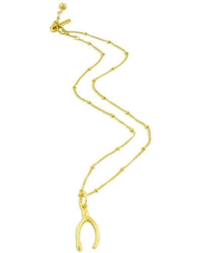 Arvino Vintage Textured Wishbone Charm Necklace - Metallic