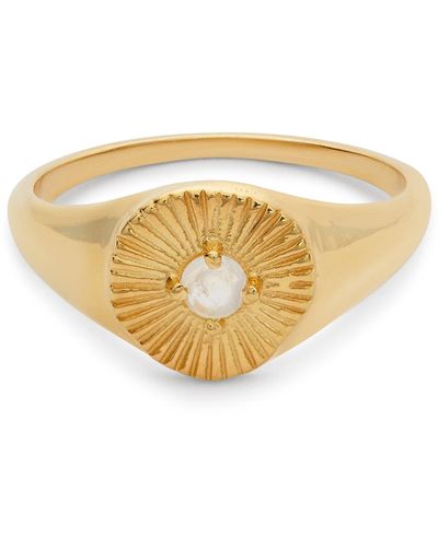 Rani & Co. Sun Goddess Signet Moonstone Ring - Metallic