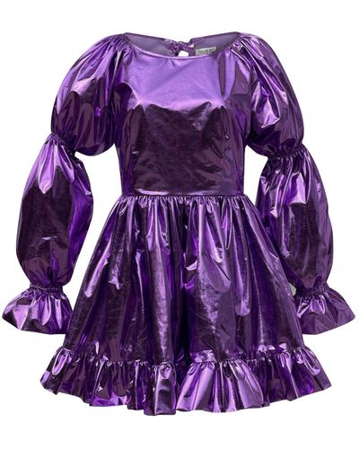 Madeleine Simon Studio Special Effects Purple Metallic Dress