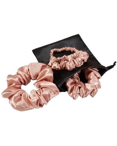 Soft Strokes Silk Set Of Four Pure Mulberry Silk Scrunchies - Red