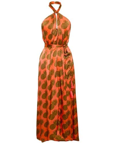 [et cetera] WOMAN Delightful Sarong Style Halter Neck Dress - Orange