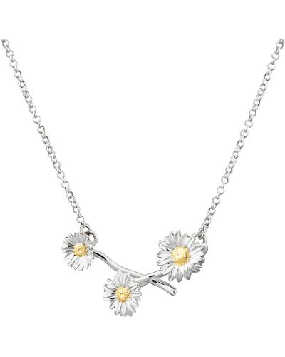 Lily Charmed Sterling Silver Daisy Chain Necklace - Metallic