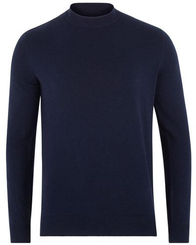 Paul James Knitwear S Cotton James Narrow Mock Turtleneck Sweater - Blue