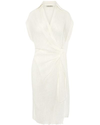 The Summer Edit Georgia Crinkle Linen Wrap Dress - White