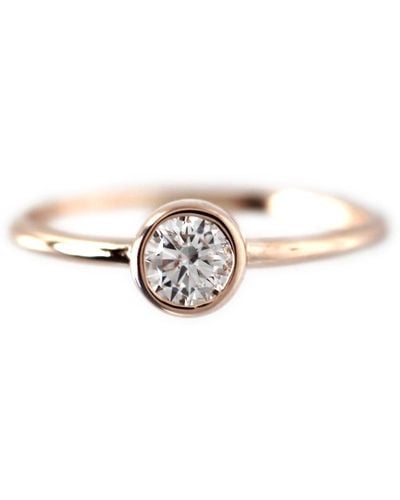 VicStoneNYC Fine Jewelry Rose Gold Diamond Bezel Setting Engagement Ring - Natural