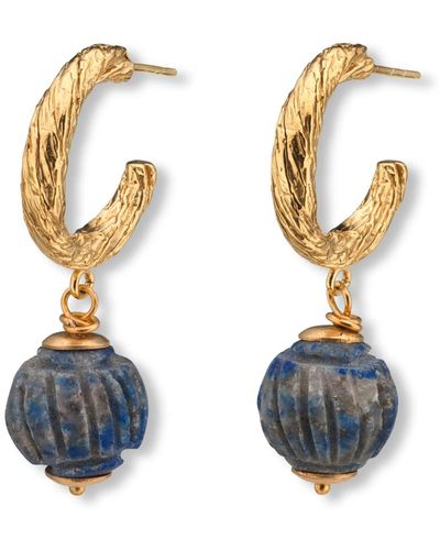 EVA REMENYI Archaic Lapis Hoop Earrings - Blue