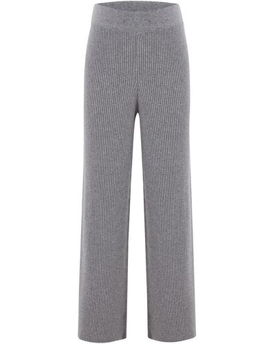 Peraluna Cashmere Blend Straight-cut Knit Trousers - Grey