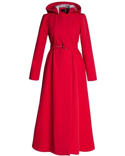 RainSisters Long Waterproof Coat In A-line Cut: Classic - Red
