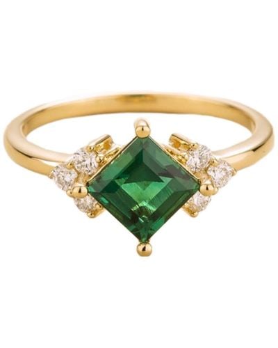 Juvetti Amore Ring In Emerald & Diamond - Yellow