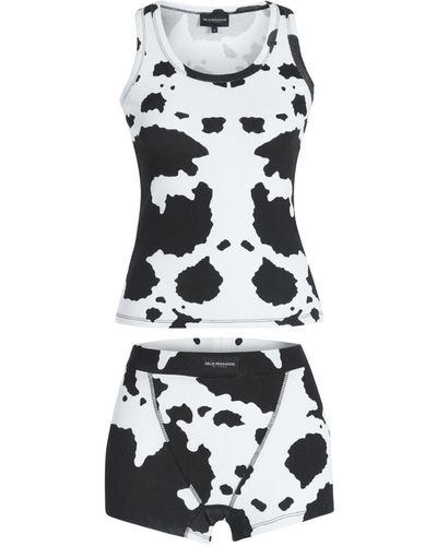 Selia Richwood Cow Tank Top & Boxer Set - White