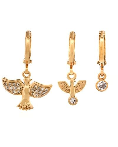 Ebru Jewelry Trio Spiritual Bird Earring Set - Metallic