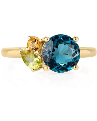 Augustine Jewels Teal Topaz Gold Cluster Ring - Blue