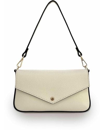 Apatchy London Neutrals The Munro Stone Leather Shoulder Bag - Metallic