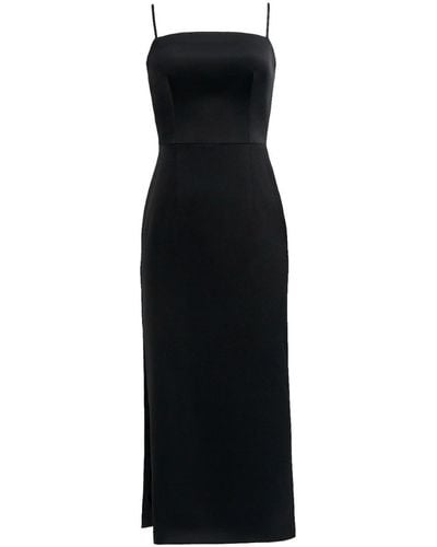Nomi Fame Amara Crepe Satin Midi Dress With Adjustable Straps - Black