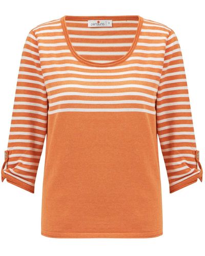 Peraluna Sailor Striped Knitwear 3/4 Sleeve Pullover - Orange