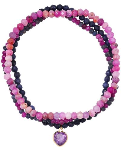 Soul Journey Jewelry Heart Center Ruby Bracelets - Purple