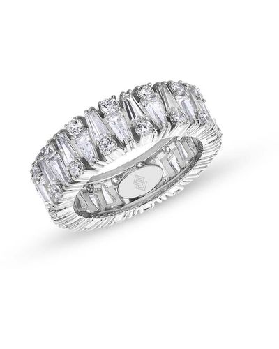 SALLY SKOUFIS Culture Ring With Made White Diamonds In Sterling Silver