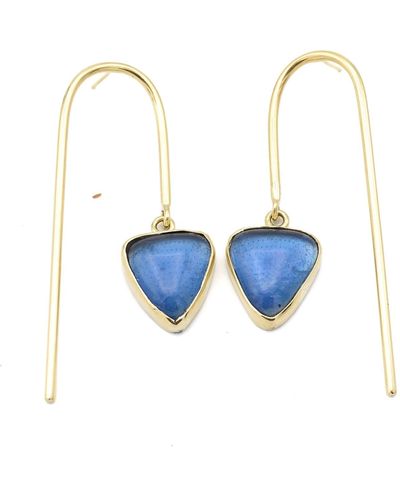 Lala Salama Glass Triangle Earrings - Blue