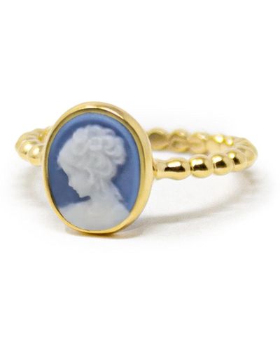 Vintouch Italy Ginevra Sky Blue Mini Cameo Stacking Ring