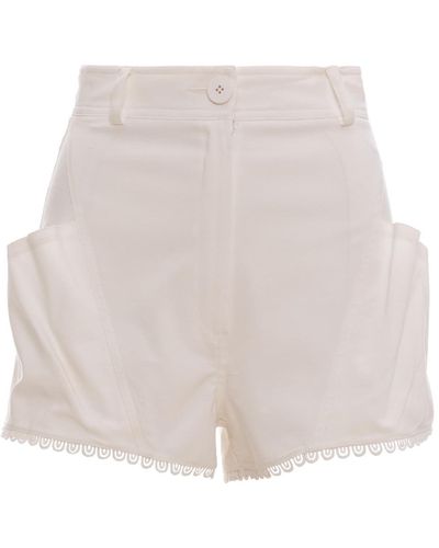 Nissa High Waisted Cotton Shorts - White