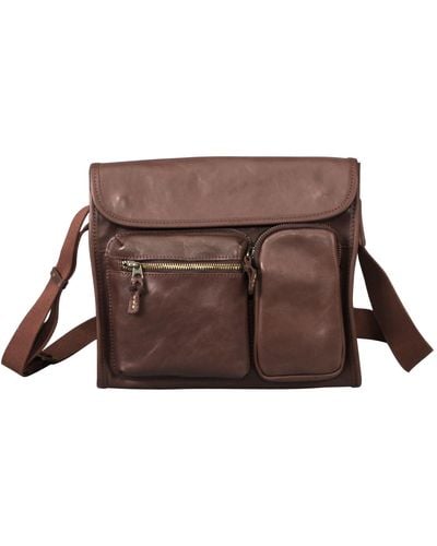 Rimini Genuine Leather Crossbody Bag - Brown