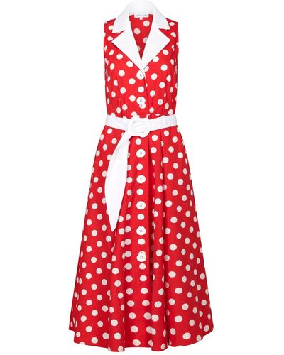 Deer You Adelaide Alluring Midi Dress With Red & White Polka Dots